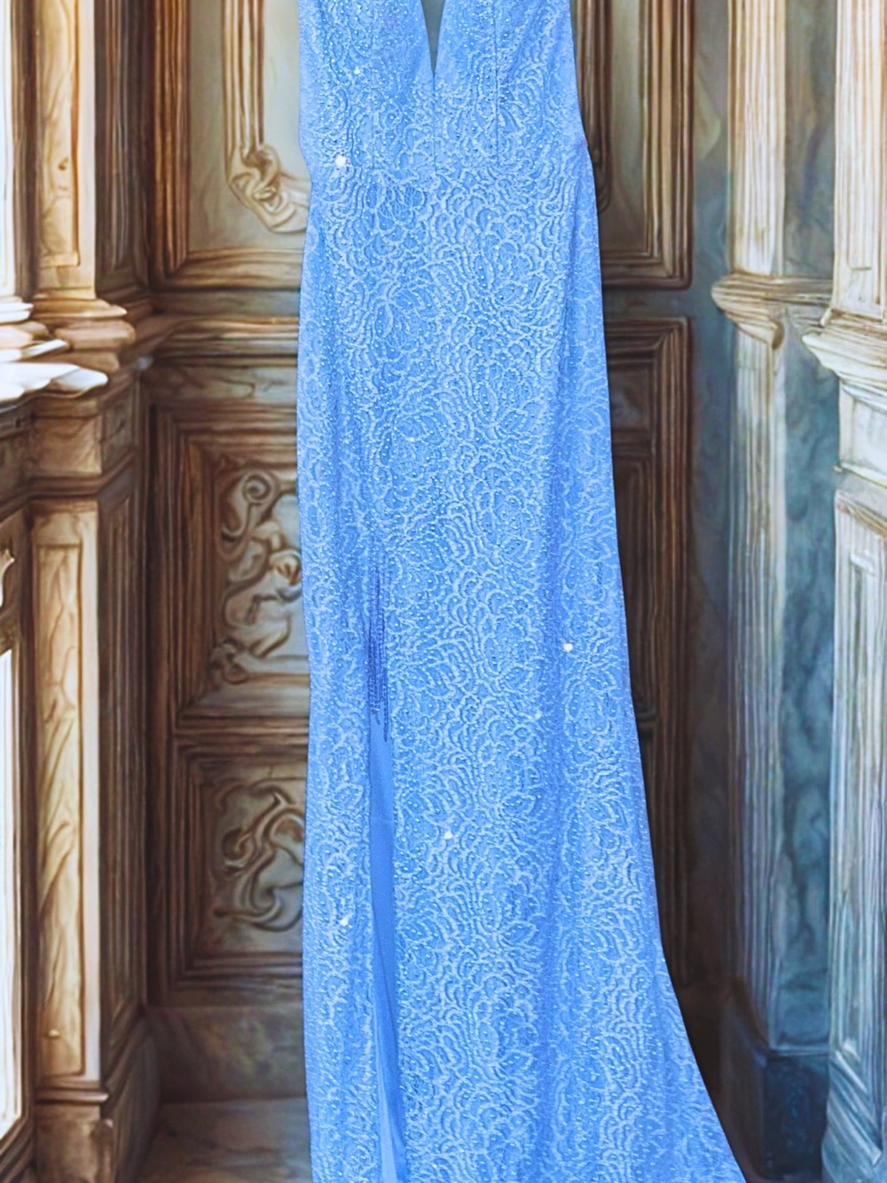 Vienna Prom Light Blue Lace Homecoming - size 2